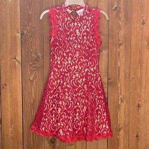 Red lace Francesca’s dress; high neck, open back!